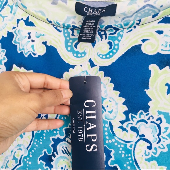 Chaps women’s cap sleeve blouse side strings small - Picture 6 of 7